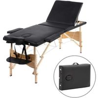 Table de massage mobile - table de thérapie pliante lit de massage portable table de massage légère 3 zones avec pieds en bois noir
