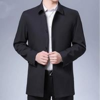 Veste coupe-vent à revers pour hommes,Trench-Coat de marque de qualité supérieure,couleur unie,mi-longue- black[F3323]