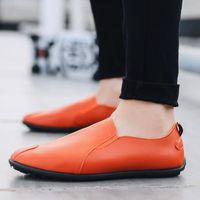 WYD™ Mocassins en Cuir pour Hommes - Chaussures de Conduite Décontractées, Slips Légers Mocassins Confortables - couleur orange