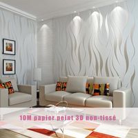 MTEVOTX Papier peint , Papier peint 3D, papier peint intissé, pour salon, chambre à coucher, porte murale, 0,53×9.5 m(couleur crème)