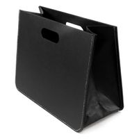 Porte-revues pliable en simili-cuir noir, panier avec poignées en cuir synthétique pour le rangement dans le salon et le canapé, 4