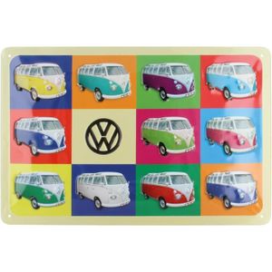 OBJET DÉCORATION MURALE Vw Collection - Plaque Rétro En Tôle Volkswagen - 