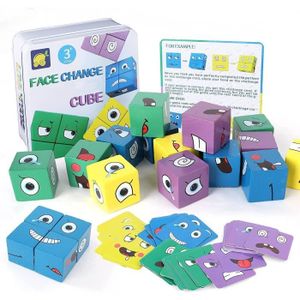CASSE-TÊTE Cube en Bois Puzzle Expressions en Bois Montessori