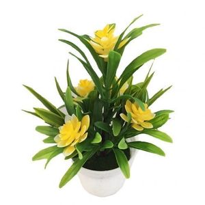FLEUR ARTIFICIELLE Décoration florale,Simulation de Lotus artificiel en pot, fausses fleurs jaunes, rouges, oranges, roses et violettes, - Type YELLOW