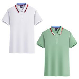 POLO Lot de 2 Polo Homme Ete Manches Courtes T-Shirt Elegant Couleur Unie Casual Top Respirant Tissu Confortable - Blanc/vert clair