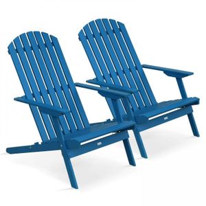 FAUTEUIL JARDIN  Lot de 2 fauteuils pliant en bois d'eucalyptus bleu pacific