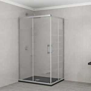 BuyLando Porte de niche moderne Victoria 110x195cm // 8 mm ESG verre de s/écurit/é salle de bain. syst/ème de porte coulissante en verre transparent