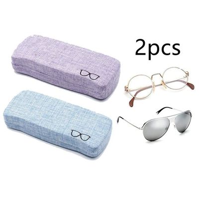 Étui Lunettes Rigide En Cuir Et Métal - 2 Pochettes Avec Fermeture Magnétique, Style Vintage Pour Hommes, Femmes, Enfants