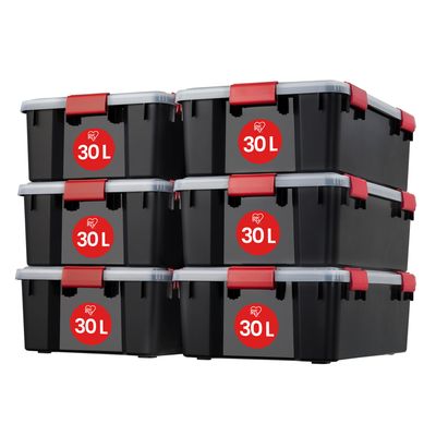 Iris Ohyama, Lot De 6 Boîte De Rangement Plastique, 5 L, Fermeture