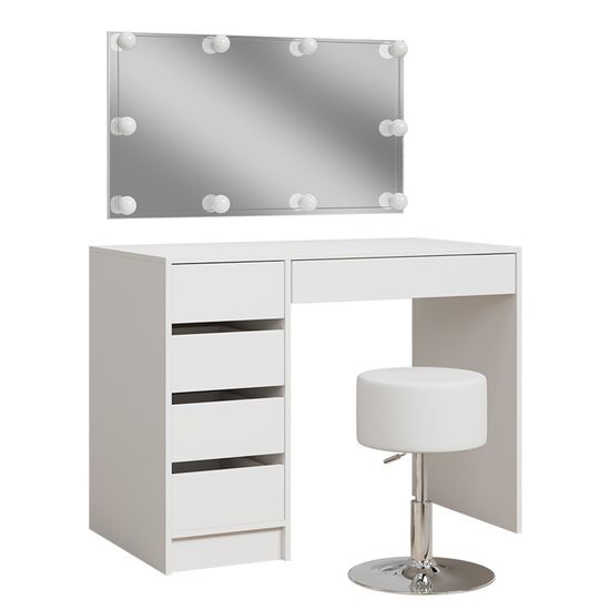 Coiffeuse Grace Vert Foncé Avec Miroir LED Et Tabouret Vicco