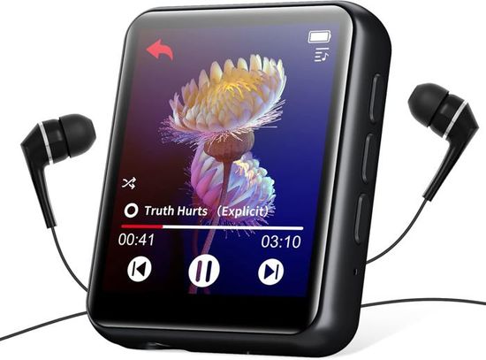 Lecteur MP3 Bluetooth 5.3 64GB - Haut-parleur Intégré, Radio FM, Enregistreur Vocal, Autonomie 30h, Extensible à 256GB, Léger Portable
