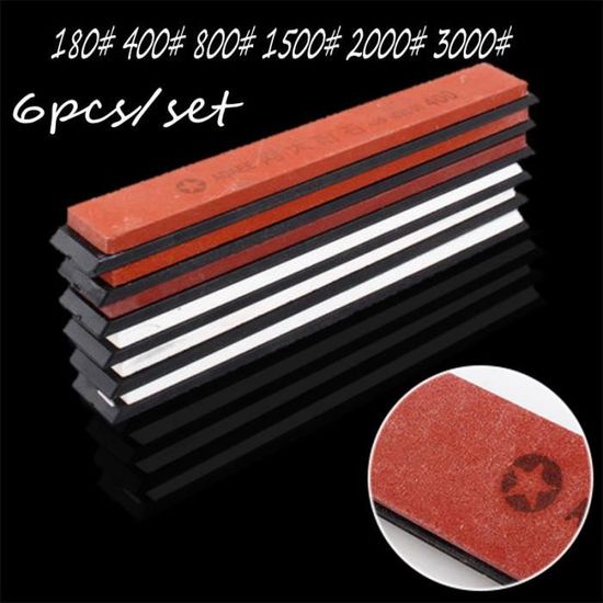 Lot De 6 Pierres à Aiguiser 3000 Grains - Diamètres 2 à 10 Mm, Longueur 100 Mm - Pour Couteaux, Ciseaux, Outils