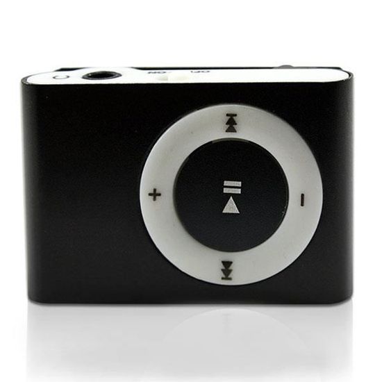 Lecteur MP3 Mini avec Clip Noir - Capacité de stockage 8 Go - Oreillettes Micro Jack 3,5mm