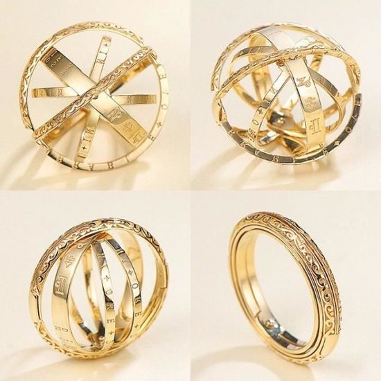 7 Gold Color Bague astronomique en or et argent pour Couple amoureux accessoires de Bijoux pour femmes Achat Vente bracelet gourmette Bague astronomique en or et ar Femme Argent Dore Cd