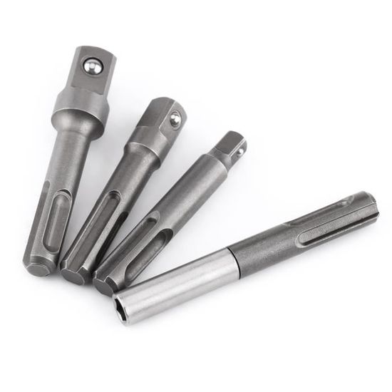 2 Adaptateurs SDS-Plus Avec Tige Hexagonale - Longueur 60 Mm, 34 G - Convertisseur Pour Forets Béton, Acier, Bois - Compatible Perceuses à Percussion