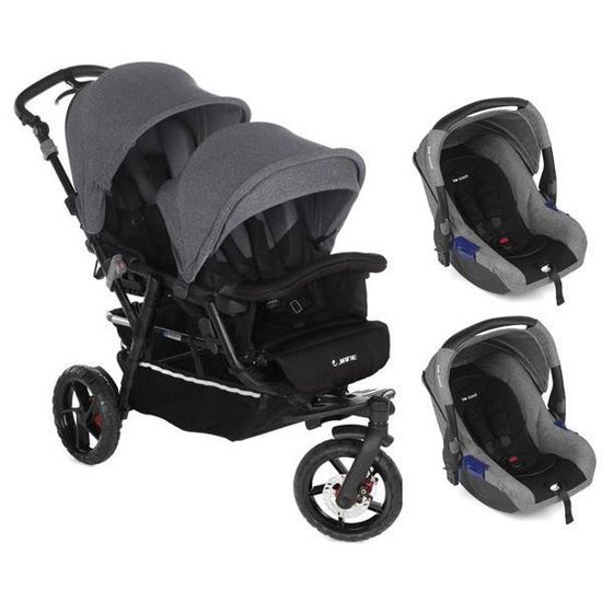 Poussette double Jane Powertwin Jet Black 2 coques Zero Black Mix Cdiscount Puericulture Eveil bebe