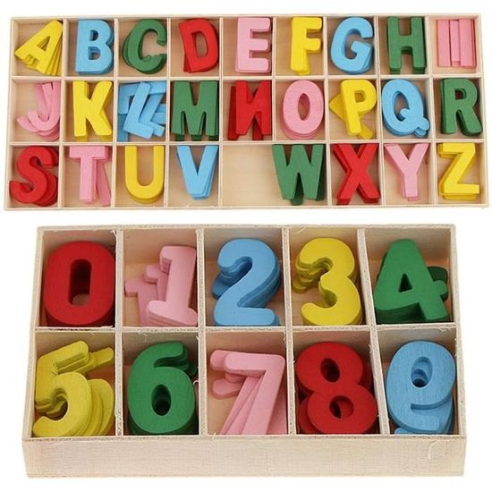 Lettres Et Chiffres En Bois - 180 Pièces Avec Plateau - Pour Apprentissage, Décoration Ou Bricolage