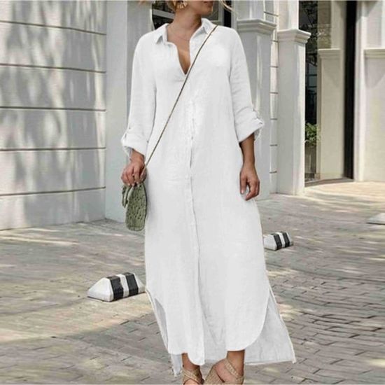 Robe lin bouton 2025