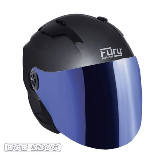 Casque Modulable Moto Jet Moto Casque Scooter Longue Pare-Soleil Visière ECE 22 06 Certifié Bleu L Casquette Marine