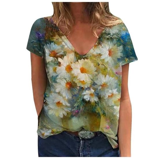 Chemisier Paysan Vince Camuto – Vert Transparent, Imprimé Floral, Manches Bouffantes, L