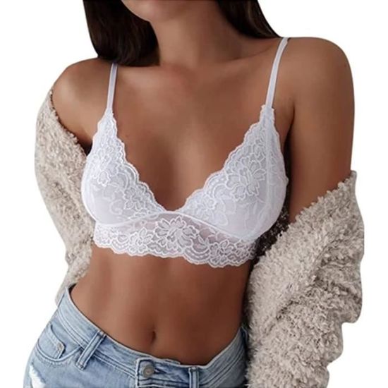 Soutien-Gorge De Sport Sans Armature – Dos Nu, Attache Devant – Dentelle Respirante, Taille S