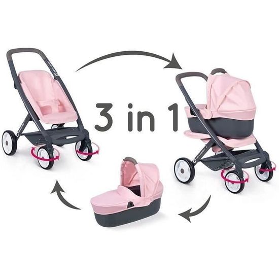 SMOBY - Bébé Confort - Poussette + Landau 3 en 1 pour Poupons et Poupées -  Roues Silencieuses et Multidirectionnelles - Cdiscount Jeux - Jouets