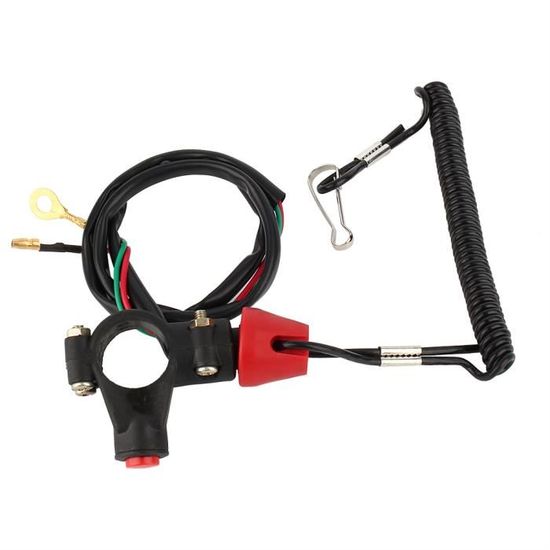 Interrupteur D'arrêt Moteur Avec Lanière De Sécurité 12V - Pour VTT, Quad, Jet Ski, Bateau | Installation Guidon