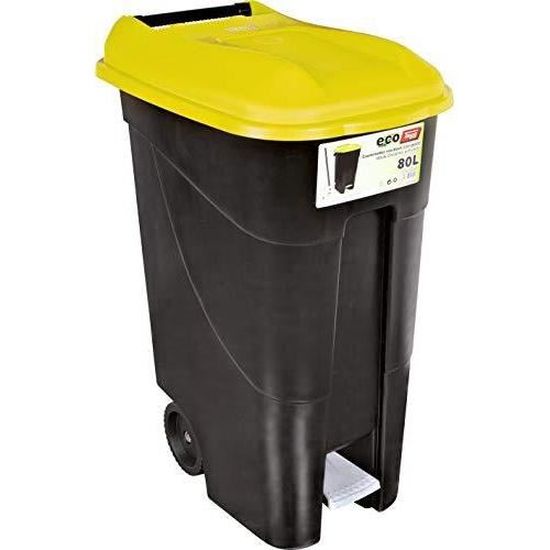 base noire Tayg Couvercle jaune de 50 litres avec pédale 