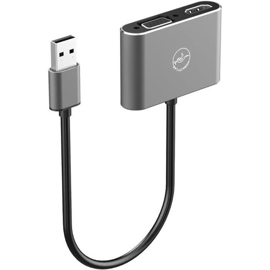 Adaptateur USB 3.0 Vers HDMI Et VGA Mobility Lab - Compatible MacOS Et Windows - Résolution 1080p 60Hz