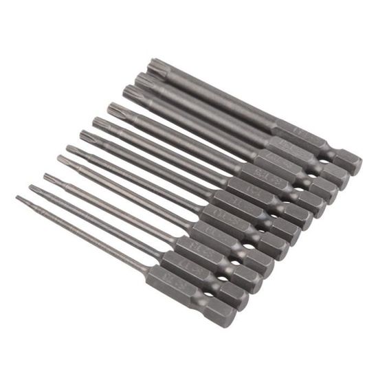 Jeu De 11 Embouts Longs Torx Pour Tournevis Et Visseuse Electrique Embouts Magnetiques Tige Hexagonale De 1 4 Tailles T6 A T40 Longueur 100 Mm 95506334