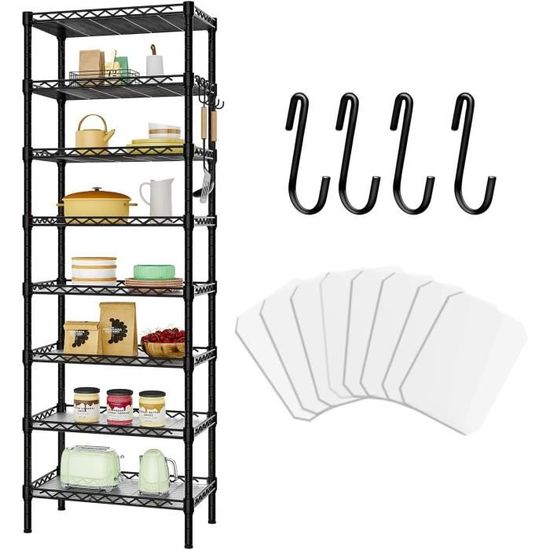 Actask Etagere Rangement à 3 Niveaux, Étagère De Rangement Avec Étagères En Fil D'acier Réglables En Hauteur Et Pieds De Nivellement Pour Cuisine Garage Salon Chambre Poids Maximal De 204kg Chrome
