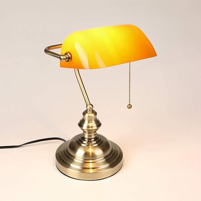Lampe de banquier verte vintage, lampe de bureau antique traditionnelle  avec interrupteur, lampe de table chambre, abat-jour [A256] - Cdiscount  Maison