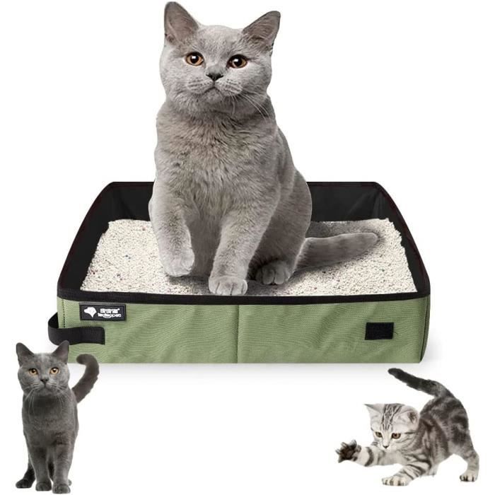 Bac à Litière De Voyage Pour Chat - Pliable, Tissu Oxford, 47x36x14cm, Léger 490g, Avec Piscine Rafraîchissante