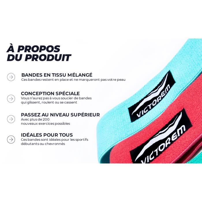 VICTOREM Resistance Hip Booty Bands Set - Fabric Resistance Bands for Legs and Glutes Exercise - with Digital Workout Guide