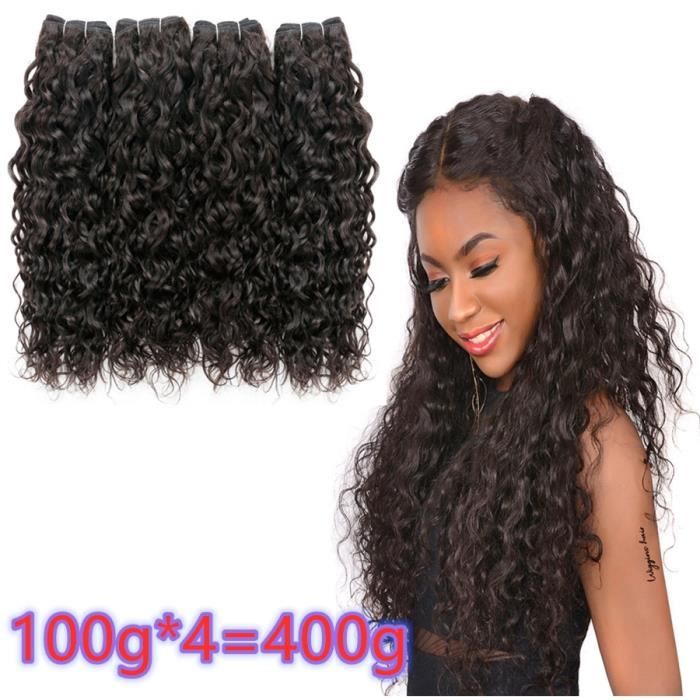 (28-28-28-28-)Tissage en lot brésilien naturel non remy ondulé extensions de cheveux 4 Paquets 100g/pcs