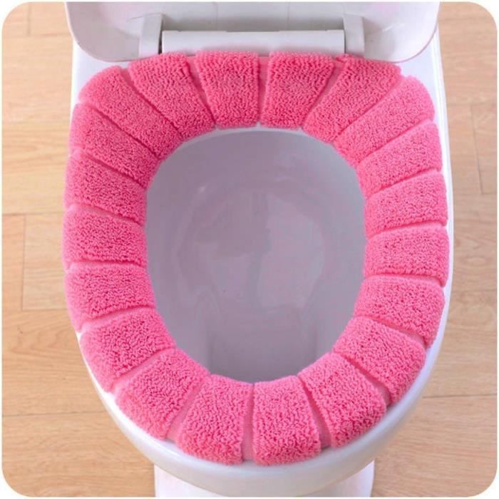 1PCS Citrouille Style Housse de Cuvette Chaud Protection - Couverture Toilette Siège Housse WC Couverture (Rose Vif)