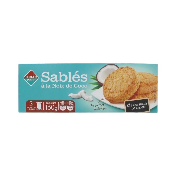 Biscuits sablés à la noix de coco Leader Price - 150g
