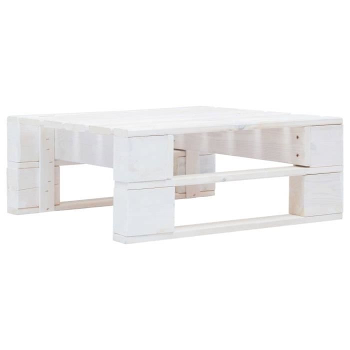 Table Basse Terrasse Salon -Pouf d'extérieur Magnifique- 60 x 60 x 25 cm Repose-pied palette de jardin - Bois Blanc♫9515
