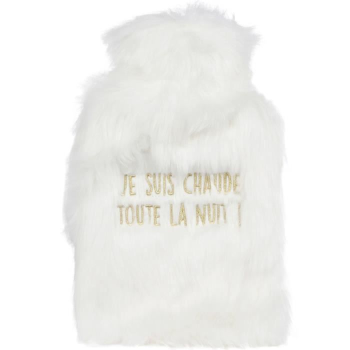 Les Vilaines Filles 39-VF-048 Bouillotte douce Je suis chaude toute la nuit Blanche 2L Caoutchouc et polyester H38 x 2 x 25 cm