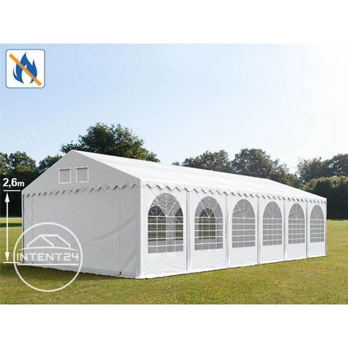 6x12 m XXL barnum, tonnelle chapiteau tente de réception Toolport, PVC anti-feu, H. 2,6 m, blanc