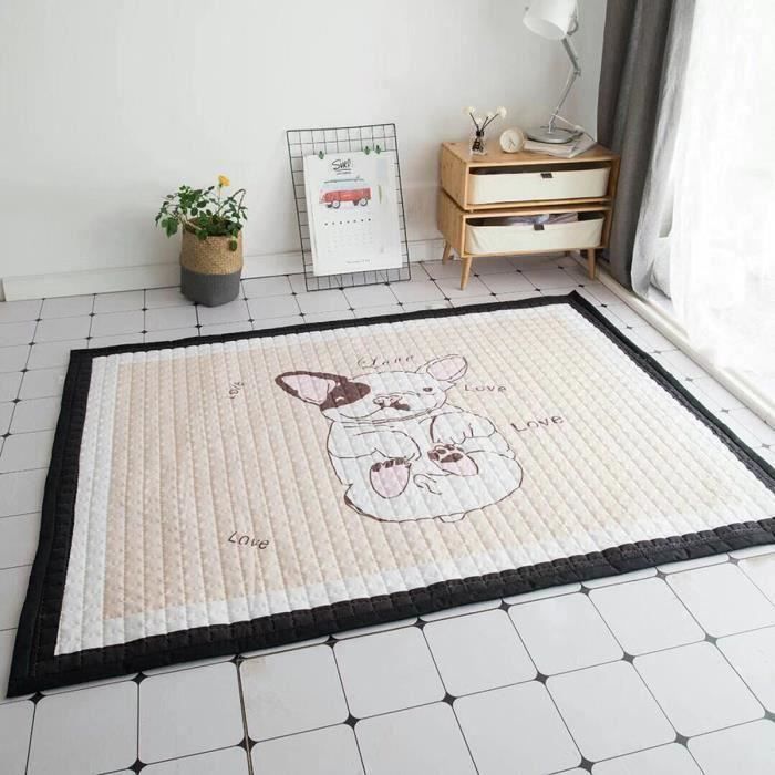 Tapis de Sol Coton Animaux Antidérapant Bébé Jeu Activité Déco Maison 195X145cm TYPE D L56801