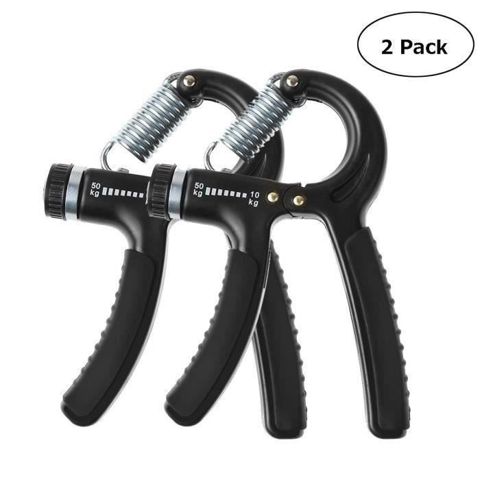 Lot de 2 Poignée Entraînement Doigts Main Résistance réglable 10 à 50 kg Prise en main d'exercices Entraîneur Force avant-bras Grip