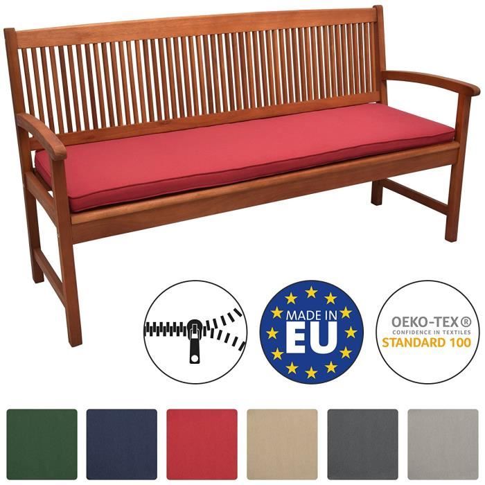 Beautissu Coussin Banc Banquette Loft BK 100x48x5 cm - Rouge - Jardin Terrasse Balcon Extérieur - Haute qualité