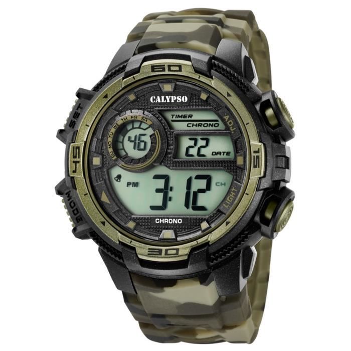 Calypso Montre homme Digital for Man digital Quartz bracelet plastique PU noir marron UK5723-6