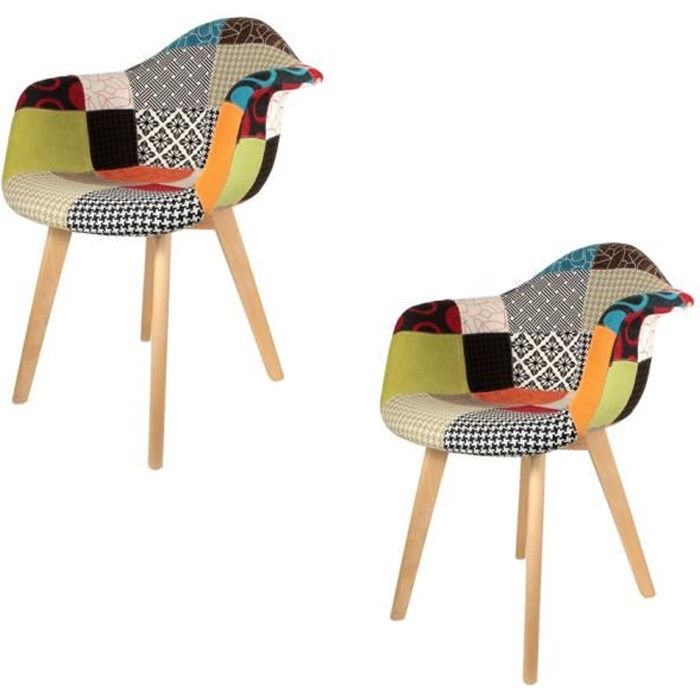 Lot de 2 Fauteuils Patchwork Multicolore The Home Deco Factory