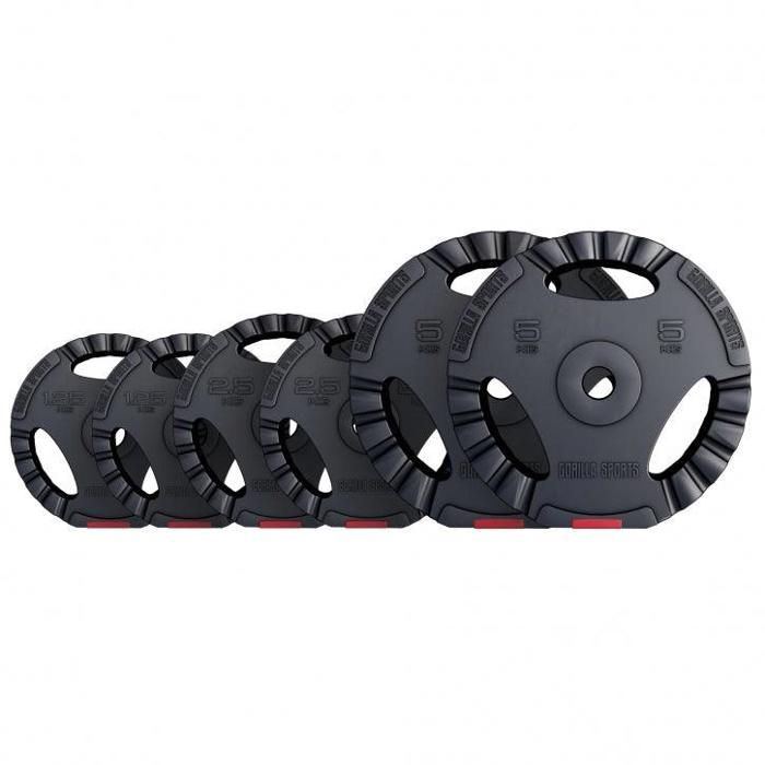 Disques de poids en plastique avec poignées - Lot de 17,5 KG (2 x 5 KG, 2 x 2,5 KG et 2 x 1,25 KG)