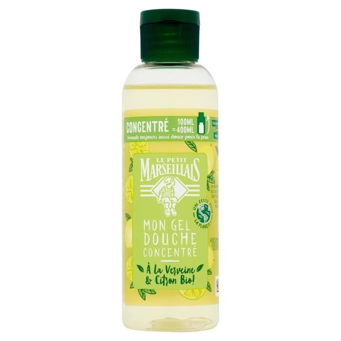 LOT DE 5 - LE PETIT MARSEILLAIS Gel douche concentré verveine et citron Bio - flacon de 100mL