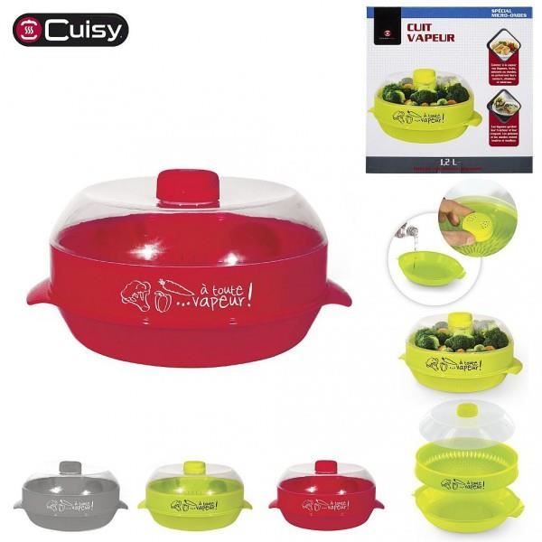 Panier Cuit Vapeur à étage Cuisy 1,2 Litre Couleur Aléatoire - Cuisine Diététique Légume Micro ondes - 543