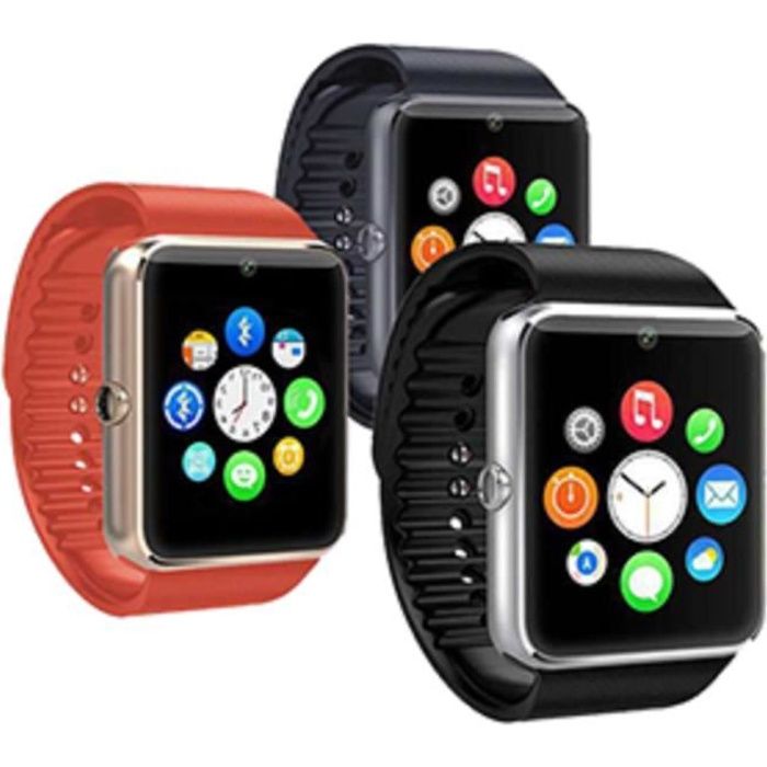 Montre connectée bluetooth rouge bracelet en pvc compatible tout smartphone