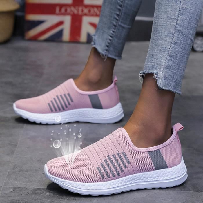 Chaussures de sport Mode Femmes Maille Casual Slip-On De Sport Runing Respirantes Baskets